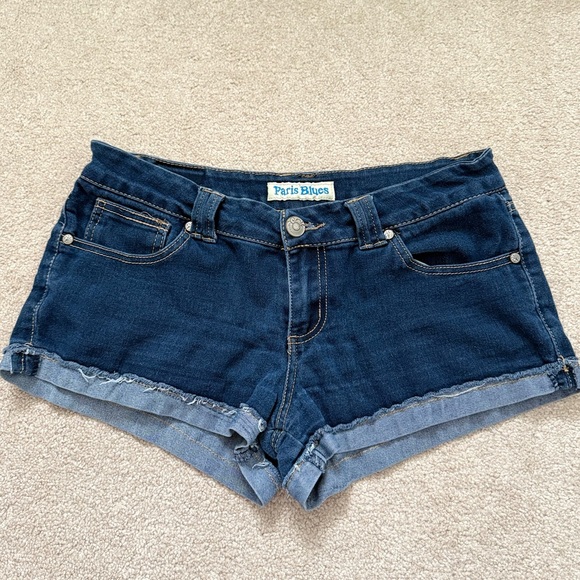 Paris Blues Pants - Vintage Paris Blues Y2K Low Rise Denim Shorts Shortie Shorts Dark Wash size 9